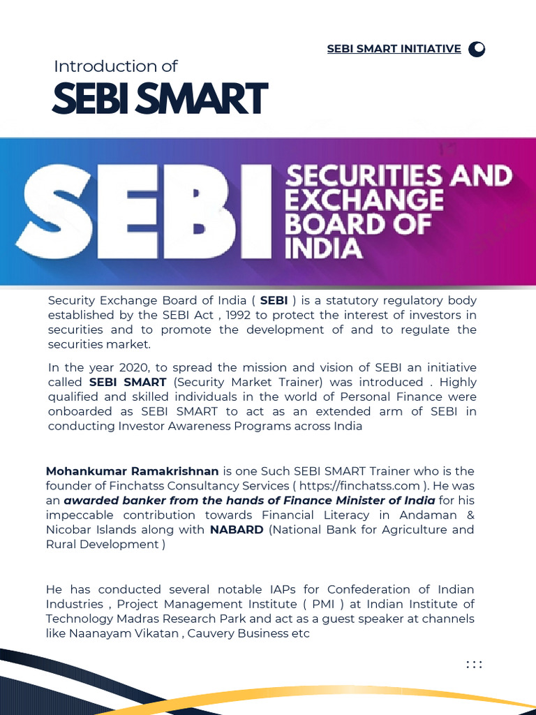 SEBI SMART Initiative Overview | PDF | Financial Markets | Market ...