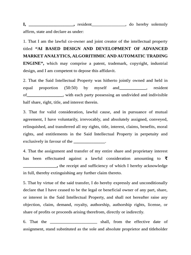 Intellectual Property Assignment Affidavit | PDF | Intellectual ...