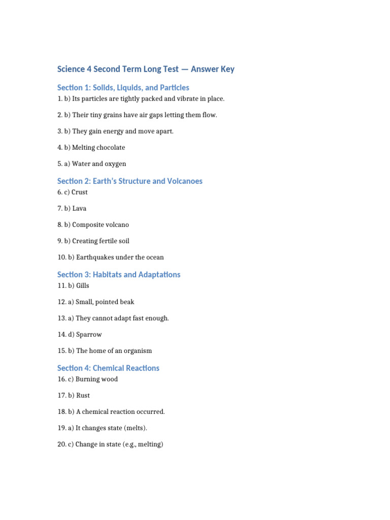 Science 4 Answer Key | PDF