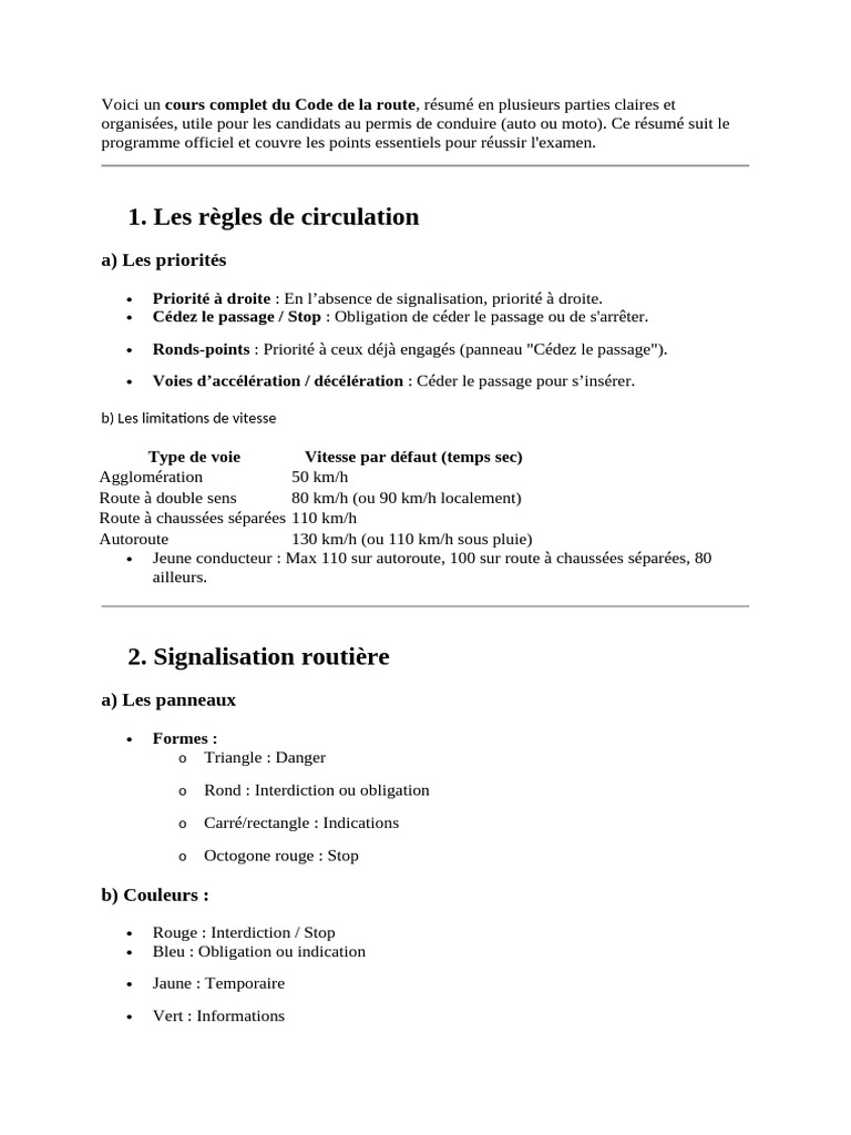 Guide complet du Code de la route | PDF | Feu de circulation ...