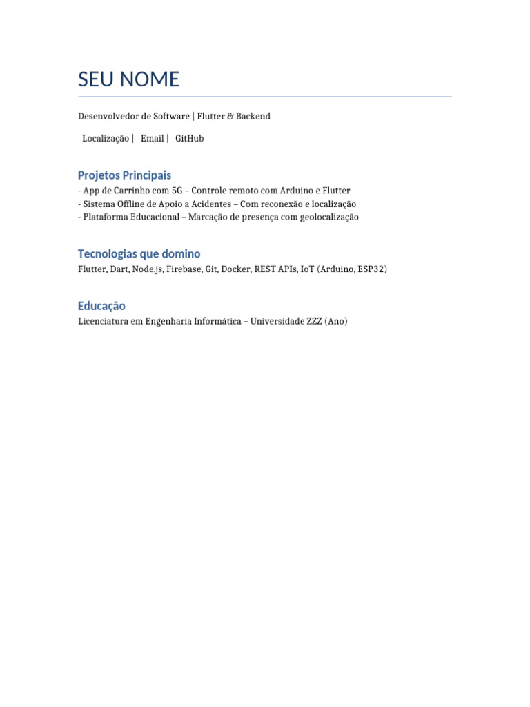 Desenvolvedor Flutter e Backend Expert | PDF