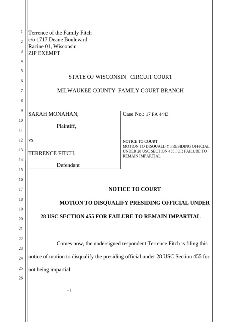 Disqualify Presiding Official Judge or Judge Surrogate | PDF ...