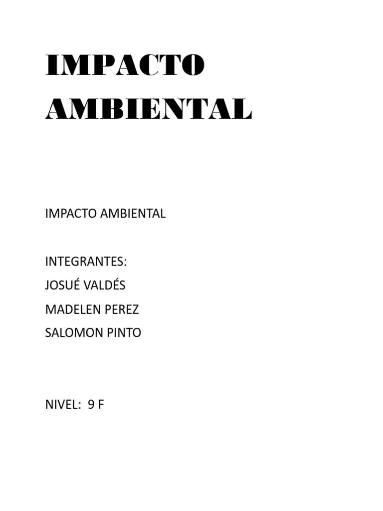 Impacto Ambiental | PDF | Residuos | Entorno natural