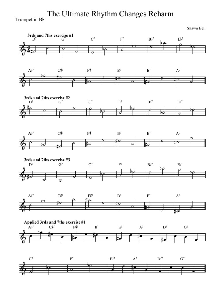 The Ultimate Rhythm Change Reharm Handout - Trumpet in BB | PDF