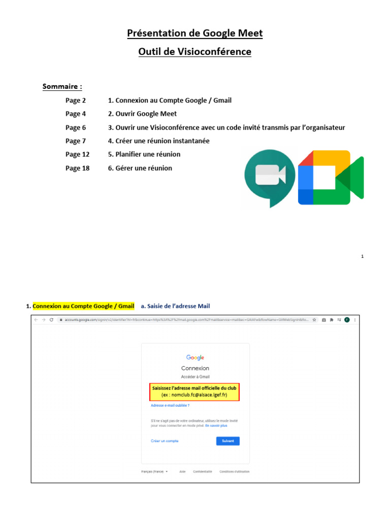 Guide d'utilisation de Google Meet | PDF | Gmail | Informatique