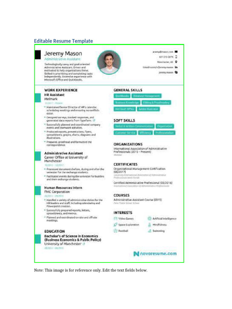Editable - CV - Template 001 | PDF