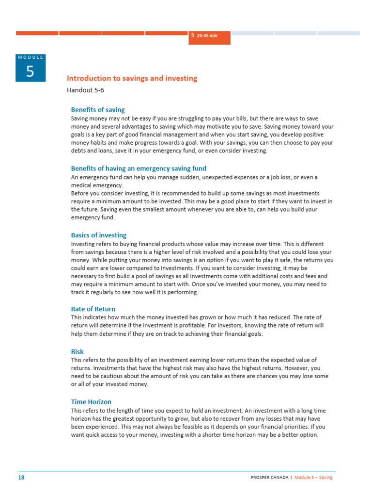 Saving and Investing Basics Guide | PDF | Investing | Saving