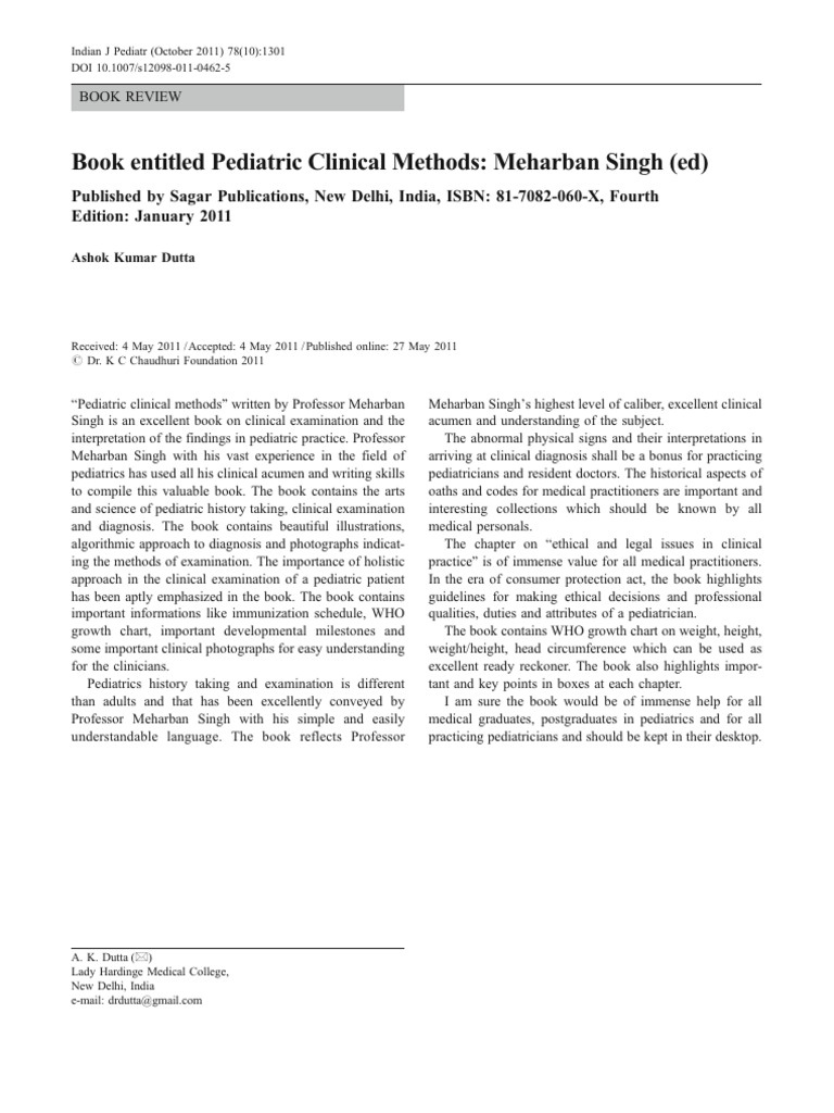 Pediatric Clinical Methods Review | PDF | Pediatrics | Medical Diagnosis