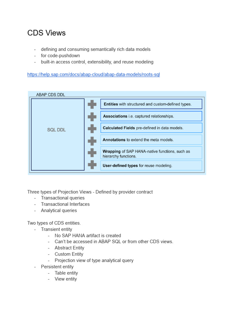 Types of CDS Views in SAP ABAP | PDF
