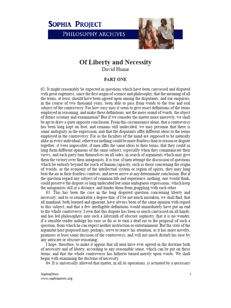 Of Liberty and Necessity (Hume) | PDF | Idea | Mind