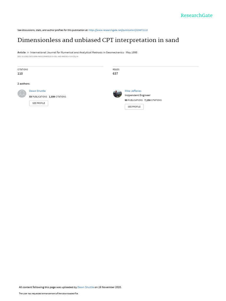 CPT Interpretation in Sand Explained | PDF | Elasticity (Physics ...