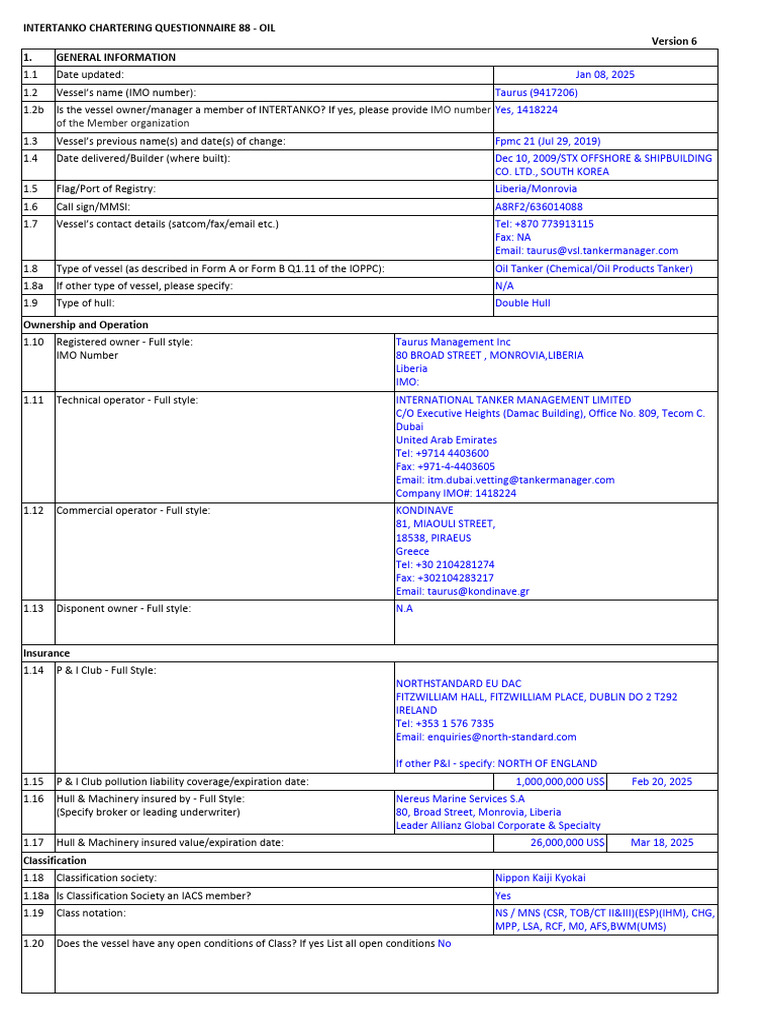 INTERCARGO Q88 Version 6 Overview | PDF | Tonnage | Shipbuilding