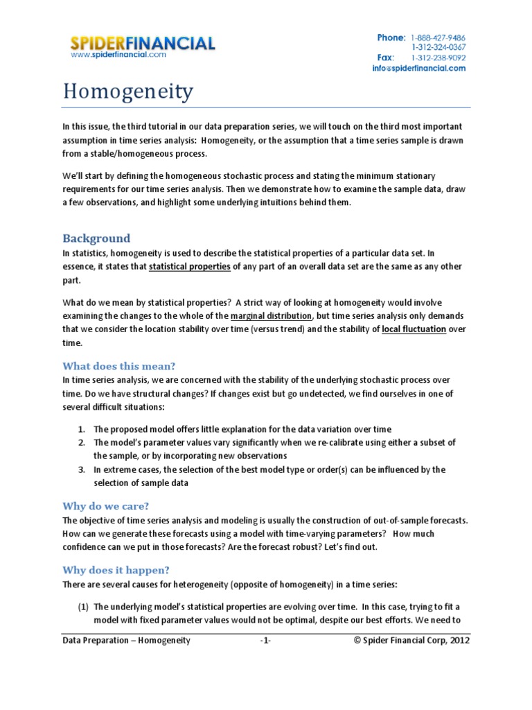 Data Prep - Homogeneity (Excel) | PDF | Time Series | Stationary Process