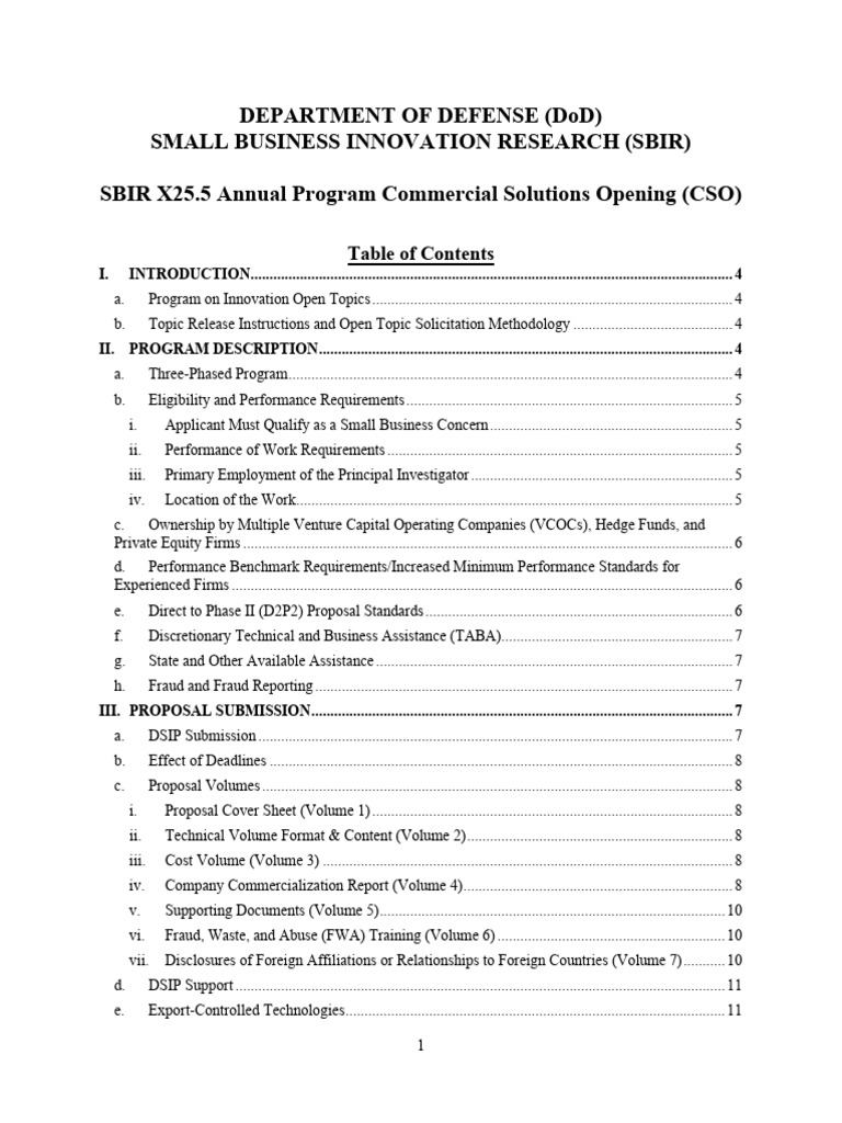 DoD SBIR X25.5 CSO Program Overview | PDF | Trade Secret