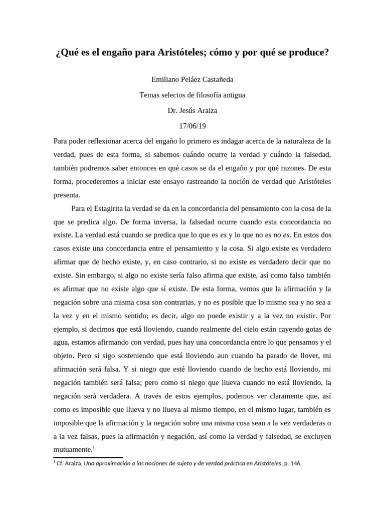 Engaño y verdad en Aristóteles | PDF | Verdad | Percepción