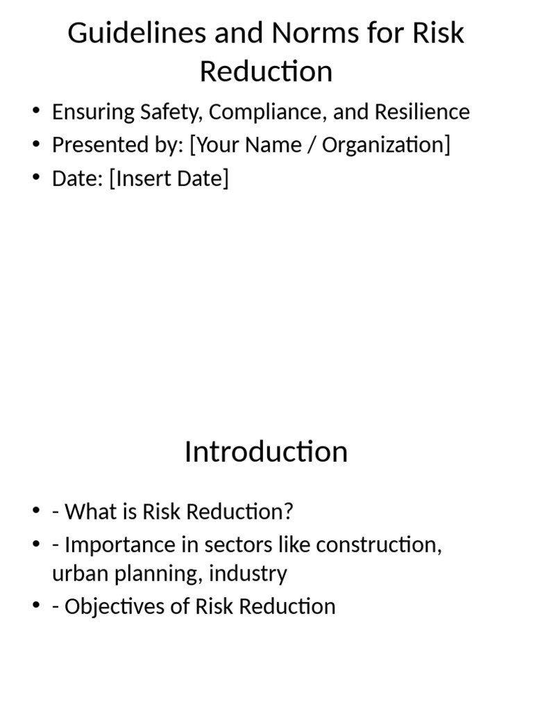 Risk Reduction Guidelines for Safety | PDF