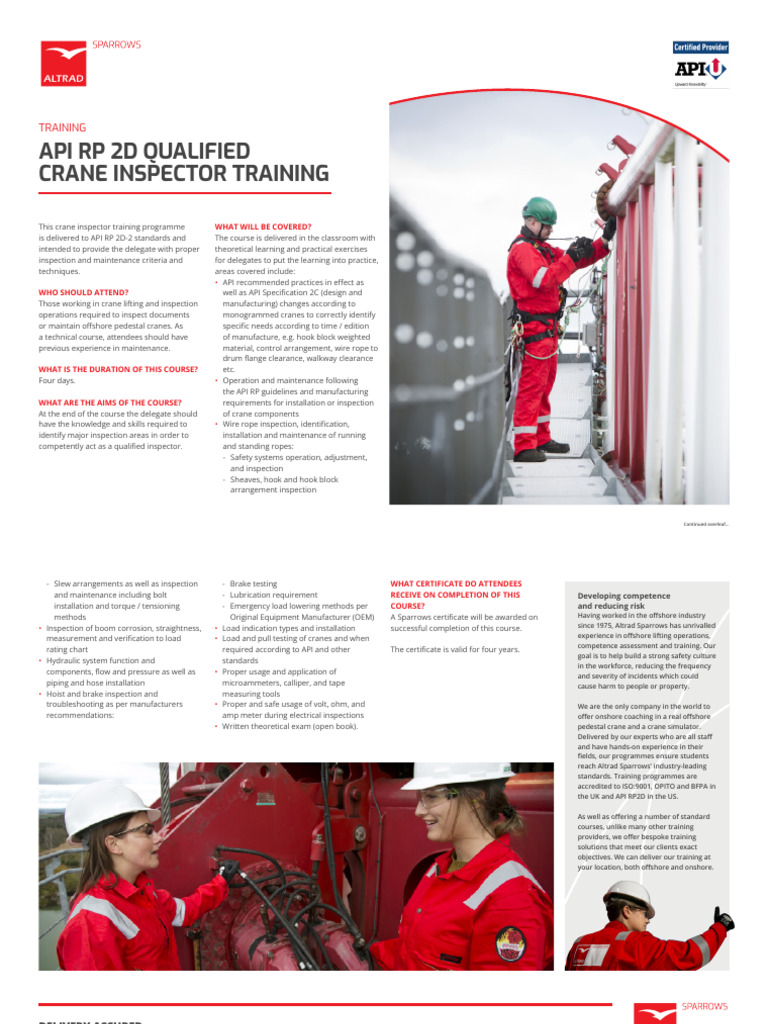 API RP 2D Crane Inspector Training | PDF | Crane (Machine)