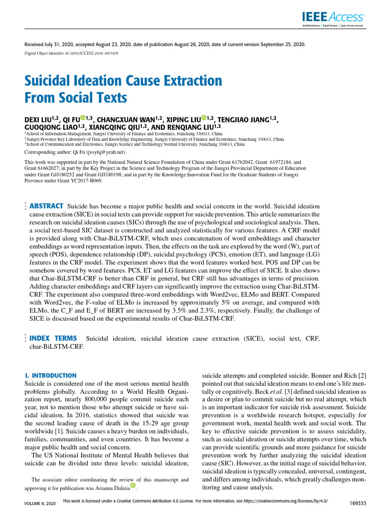 Suicidal Ideation Cause Extraction From Social Texts | PDF | Mental ...