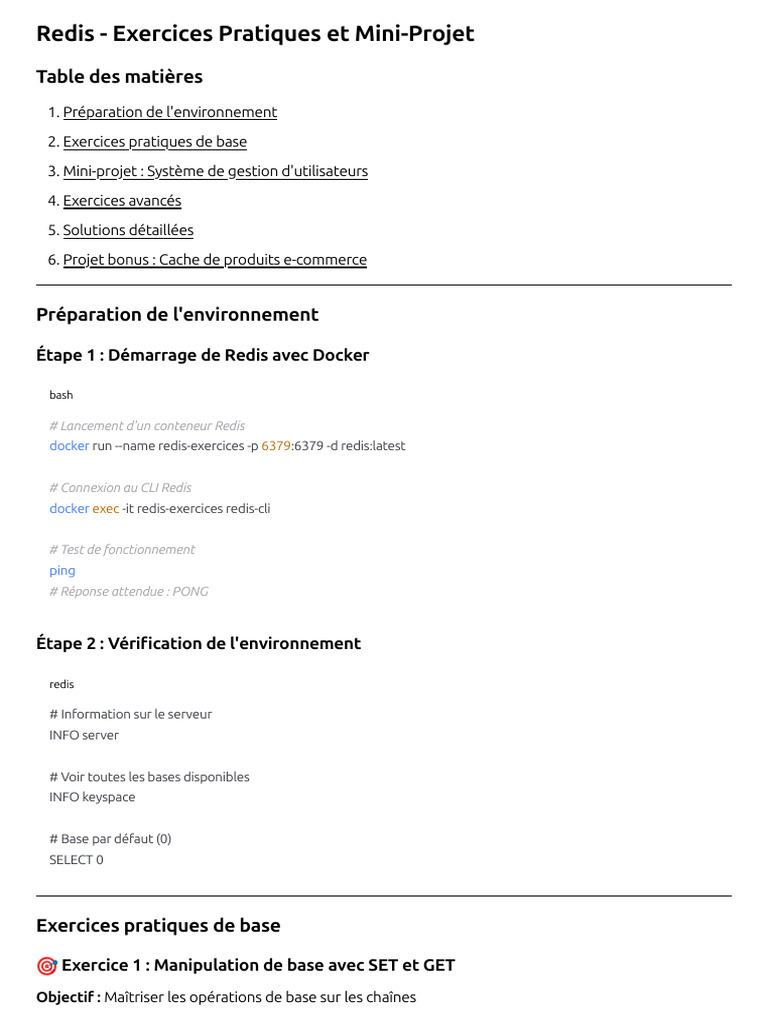 Exercices Pratiques sur Redis BDD | PDF | Logiciel | Informatique