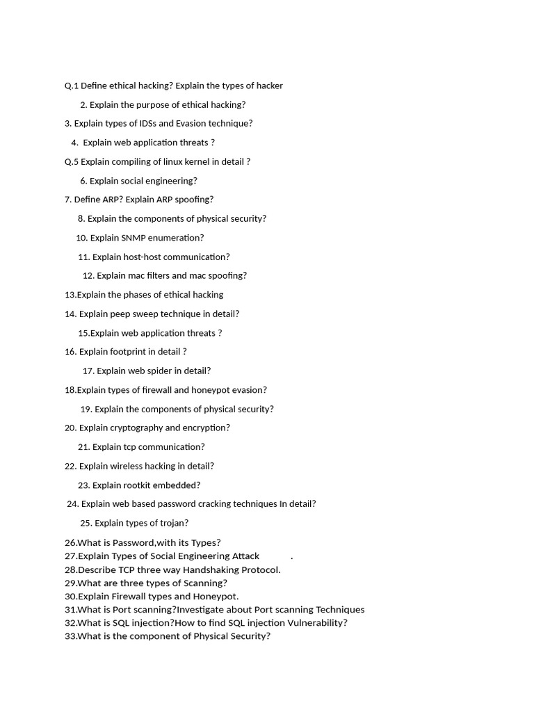 Ethical Hacking Q&A Guide | PDF