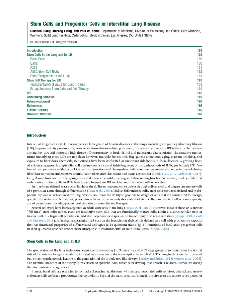 Stem Cells in Interstitial Lung Disease | PDF | Mesenchymal Stem Cell ...