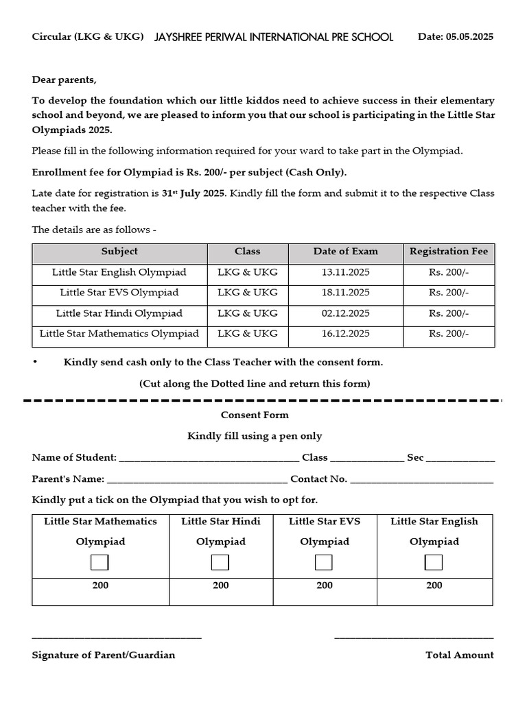 Little Star Olympiad Registration 2025 | PDF