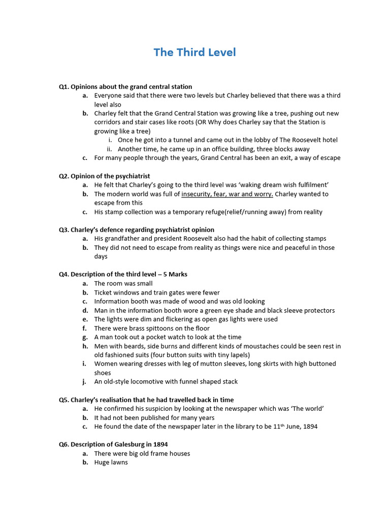 Charley's Journey to the Third Level | PDF | Reality