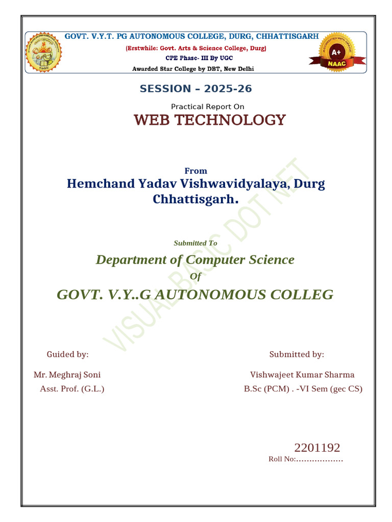 Cover Page For VB - Net Project | PDF