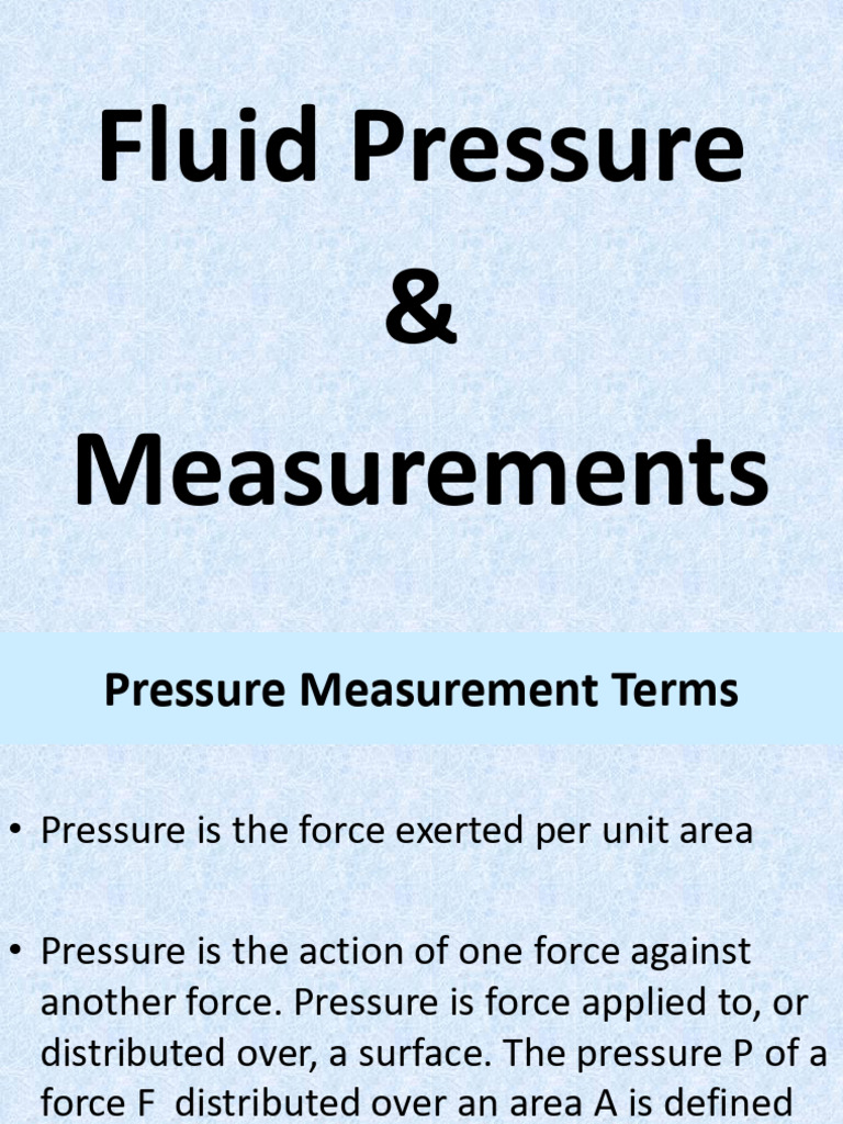 Fluid Pressure Measurement Techniques | PDF | Pressure | Pressure ...