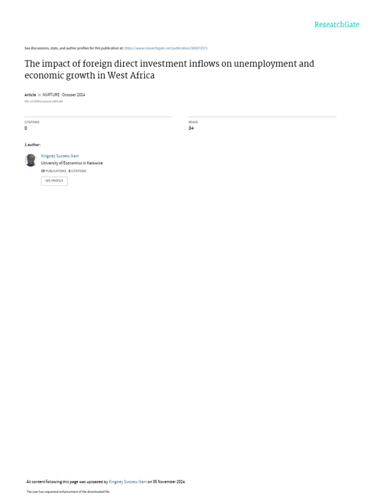 FDI's Impact on Unemployment in West Africa | PDF | Foreign Direct ...