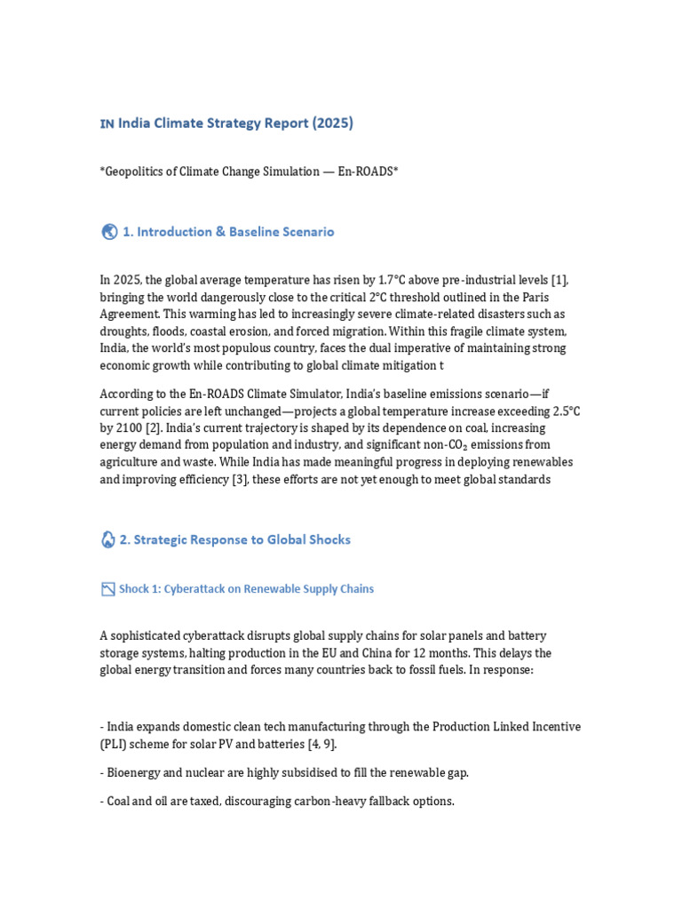 India Climate Strategy Report FINAL1 | PDF | Climate Change | Renewable ...