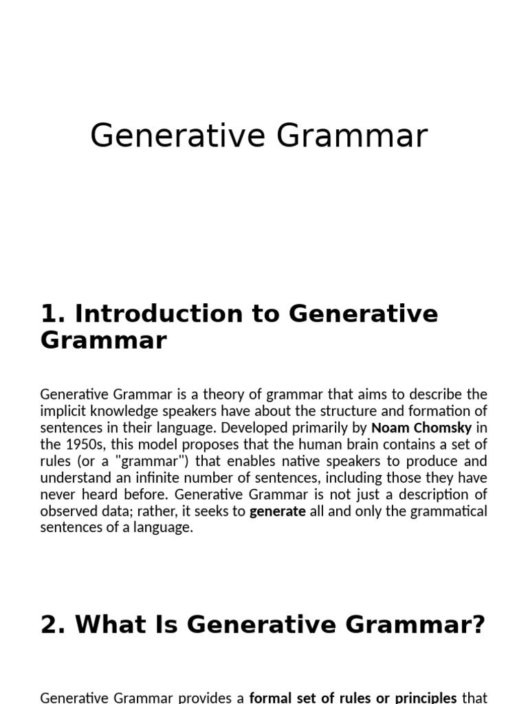 Generative Grammar | PDF | Syntax | Grammar