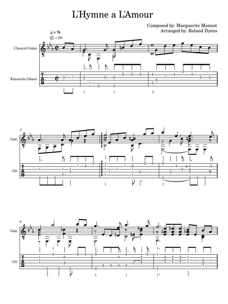 LHymne A LAmour - Edith Piaff | PDF | Composers | Music