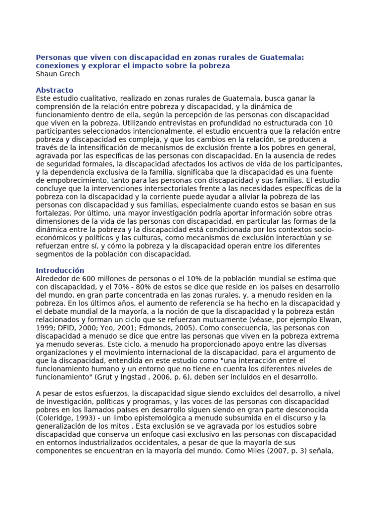 Discapacidad y pobreza en Guatemala rural | PDF | Pobreza | Pobreza e ...