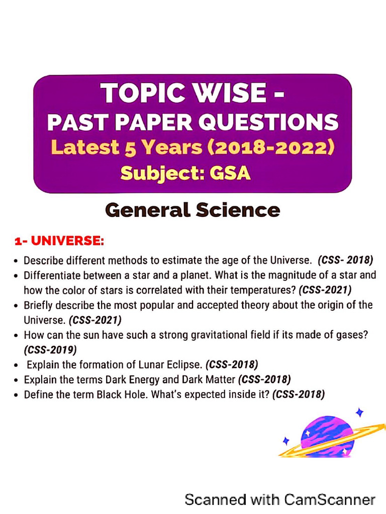 General Science & Ability Topic Wise Past Paper Questions. Latest 5 ...