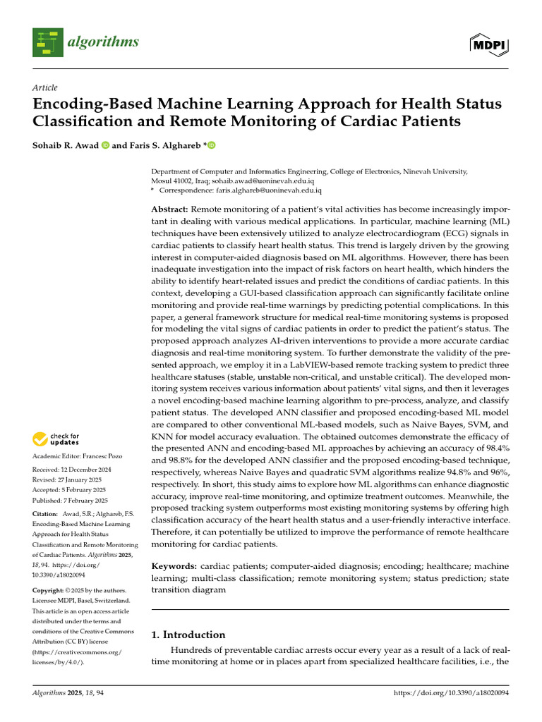 Machine Learning for Cardiac Health Monitoring | PDF | Machine Learning ...