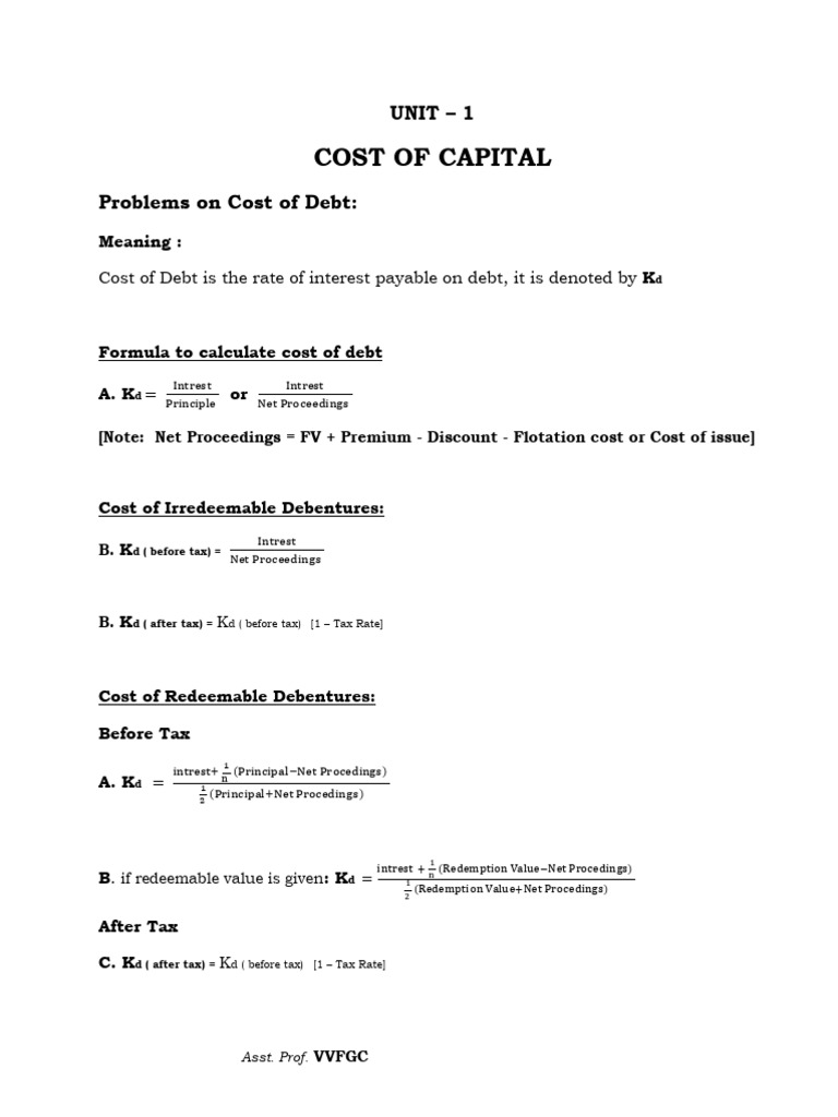 Cost of Capital and Debt Calculation | PDF | Cost Of Capital | Capital ...