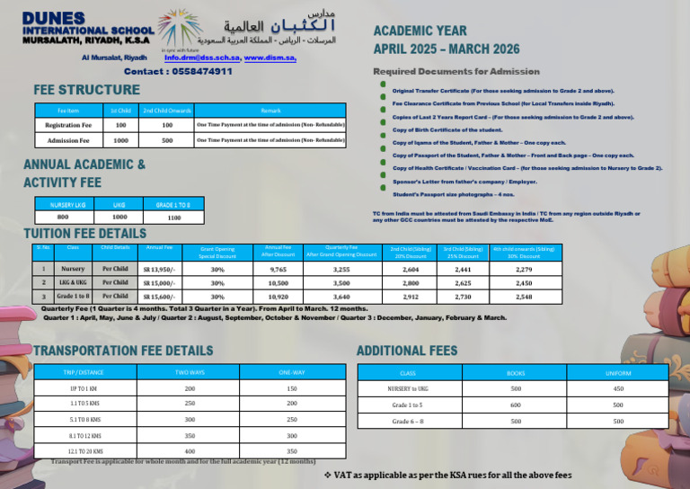 Dunes International School Fee Structure 2025 | PDF | Government And ...