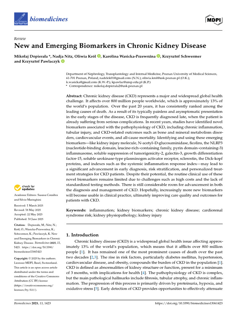 Emerging Biomarkers in Chronic Kidney Disease | PDF | Chronic Kidney ...