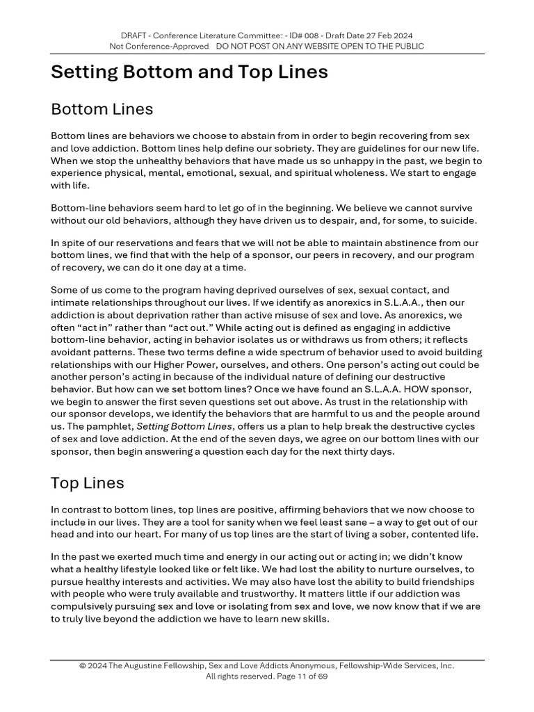 Setting Bottom and Top Lines in Recovery | PDF | Alcoholics Anonymous ...