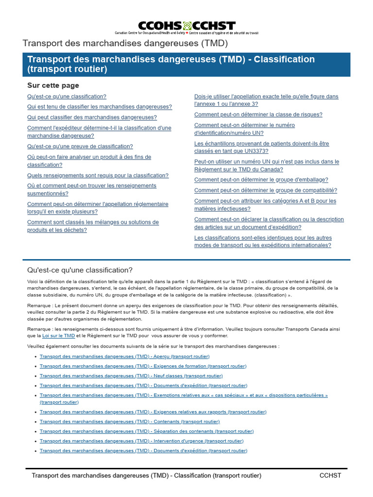 Classification des marchandises dangereuses | PDF | Transport ...