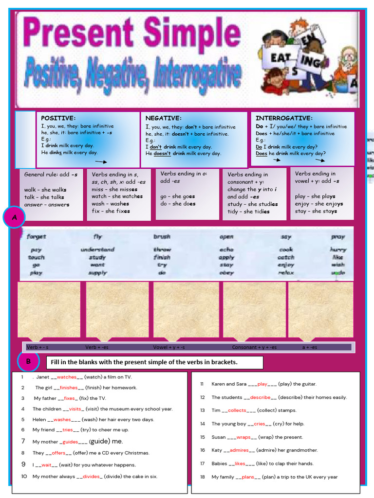 Present Simple Verb Rules Guide | PDF | Linguistic Morphology | Linguistics