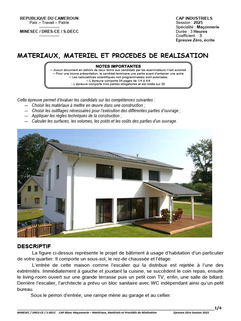 CAP Maçonnerie 2025 : Matériaux et Techniques | PDF | Ciment | Béton
