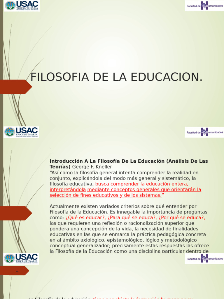 Filosofía y Teoría de la Educación | PDF | Enseñando | Pedagogía
