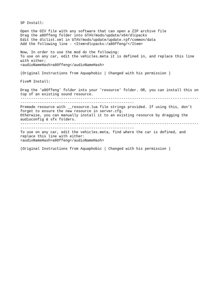 Install Instructions | PDF