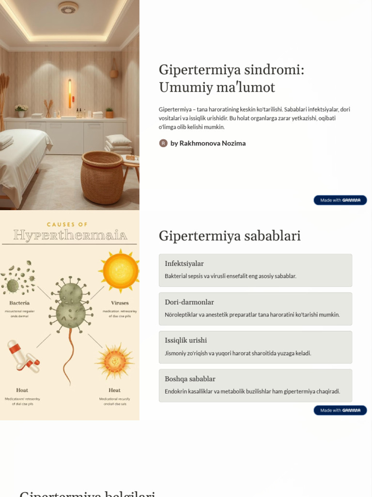 Gipertermiya Sindromi Umumiy Malumot | PDF