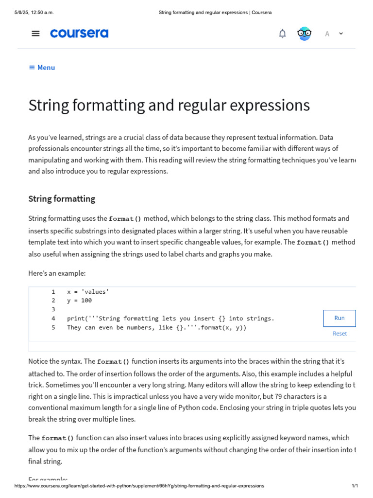 String Formatting & Regex Basics | PDF | String (Computer Science ...