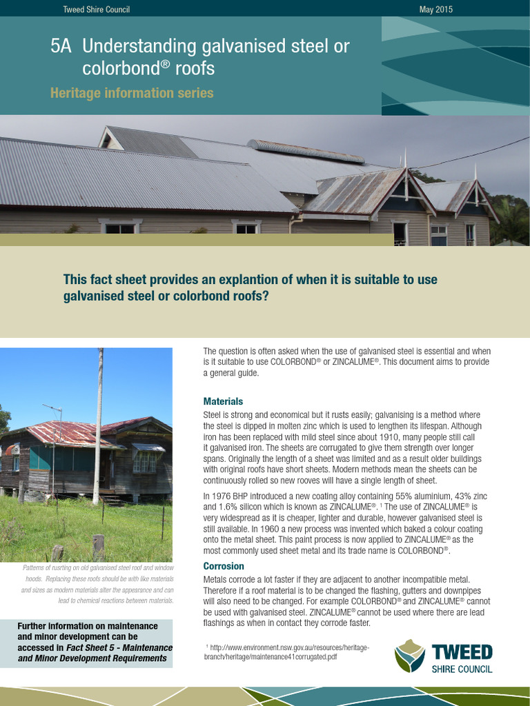 Heritage Fact Sheet 5a Understanding Galvanised Steel Colorbond Roofs ...