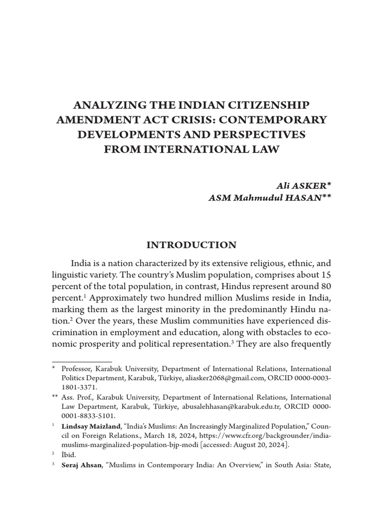 CAA and Indian Citizenship Dynamics | PDF | Human Rights | Discrimination