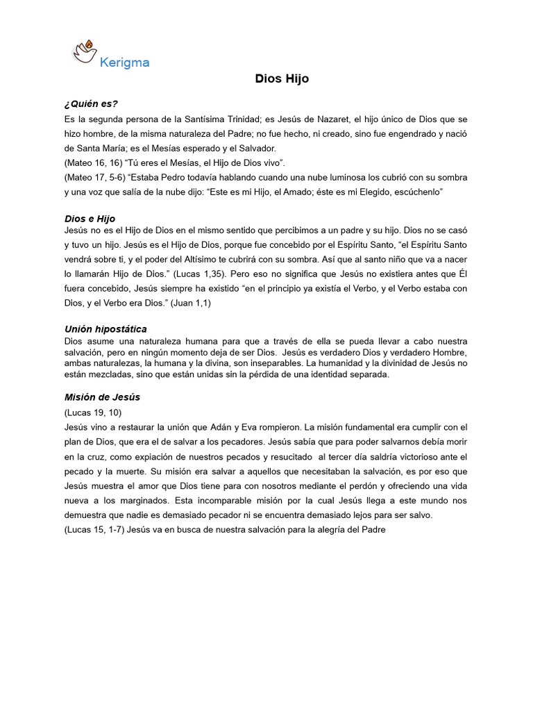 Jesús: Hijo de Dios y Su Misión | PDF | Jesús | Cristo (título)